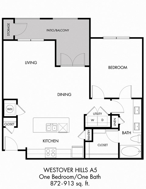 1BR 1BA (872 SF)